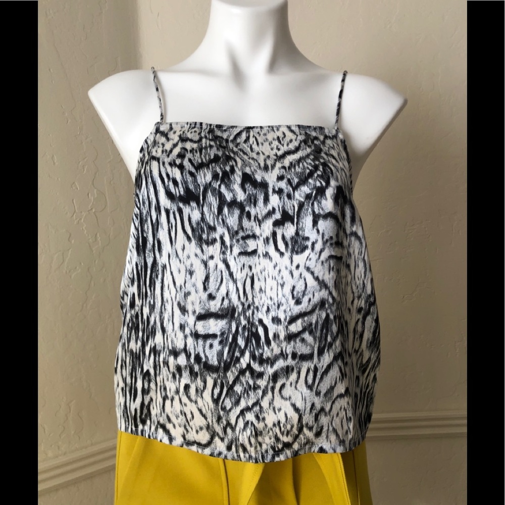 NWT TOPSHOP  Animal Print Tank Black/White 4-6
